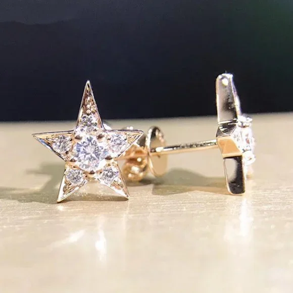 ✨Trendy 14K Gold Plated Sweet Five-pointed Star Earrings, GPMB1564 - Picture 2 of 3